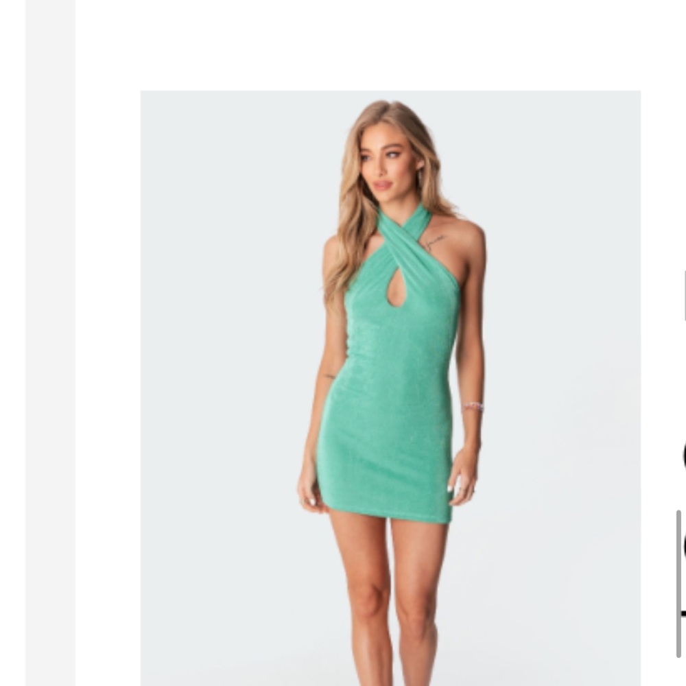 Edikted Green Halter Bodycon Mini Dress